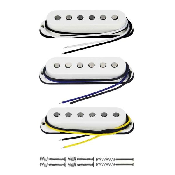 3 pièces/ensemble blanc Alnico 5 micro guitare simple bobinage cou/milieu/pont micro 50/50/52mm dessus plat pour guitare Strat