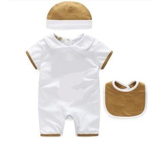 3 pièces ensembles bébé garçons filles barboteuses barboteuse enfant en bas âge coton à manches courtes une pièce combinaisons été infantile Onesies barboteuseBibHat Kids7350325