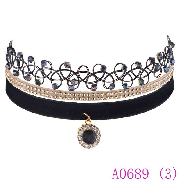 3 piezas Sexy gótico Punk terciopelo tatuaje encaje gargantilla collar cristal colgante para mujeres muy hermoso collar A0689