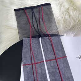 3-stks sexy Rode Kruis garnalen kousen ultradunne anti-hook panty panty dames benen zwarte zijden verticale bodem sokken