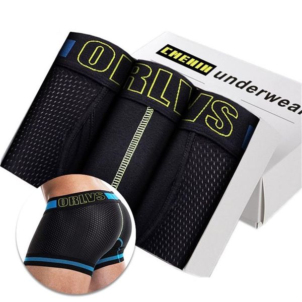 3 uds ropa interior Sexy cueca boxer hombres pantalones cortos de malla de talla grande ropa sólida para hombres boxers bragas pantalones cortos Sexy gordo 100kg hombres 240Z