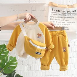 3pcs printemps automne-enfant pour les enfants de vêtements pour garçons pantalon de coton avec sac bébé filles vêtements enfants tenues