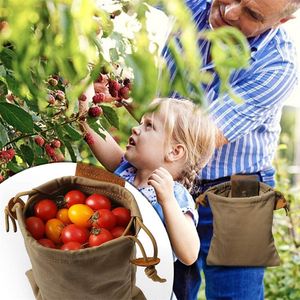 3 -stks spullen zakken vrouwen pucanvas draagbare buiten foerageer zak fruit plukken zakje opvouwbare bessen puch opslag lederen bushcraft canvas tas wandelen camping