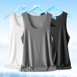 3 -stcs zomer mannen massief kleur mouwloos vest ademende sport ijs zijden koel t -shirt casual gym snel droge tanktops onderhirts 240412