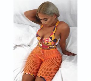 3PCS Badpak vrouwen print 2018 bandage bikini set visnet shorts badpak pushup badmode sexy uitgehold Strandkleding femme4703305338