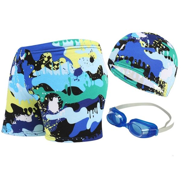 3 uds bañadores + gorros de natación + gafas para niños, bañadores para niños, bañadores para niños, pantalones cortos, sombrero de playa, gafas