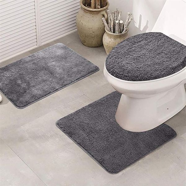 3 pièces, housse de siège de toilette antidérapante en écailles de poisson, tapis de bain, salle de bains, cuisine, paillassons, décor, coussin chaud et doux, housse de WC # T Y200108278B