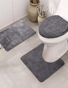 3pcs Couverture de toilette siège non glissière Scale de salle de bain Mat de bain salle de bain salle de bain cuisine paillasson tapis de tapis décor