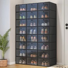 3 pièces boîte à chaussures transparente organisateur en plastique épaissi pliable boîte de rangement anti-poussière empilable combinaison armoire à chaussures 240229