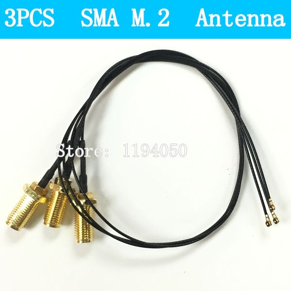 Envío gratuito 3 piezas U.FL IPEX MHF4 a RP-SMA 0,81 mm RF antena de cable flexible para NGFF/M.2 19 cm/7,4 