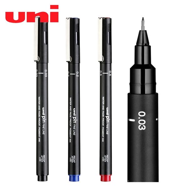 3PCS UNI PIN-200 AIGNE FULLE COMIC COMIQUE Dessin Drawing Drawing Hook Ligne Stra Student Design Stroke Color Black Pen 240520