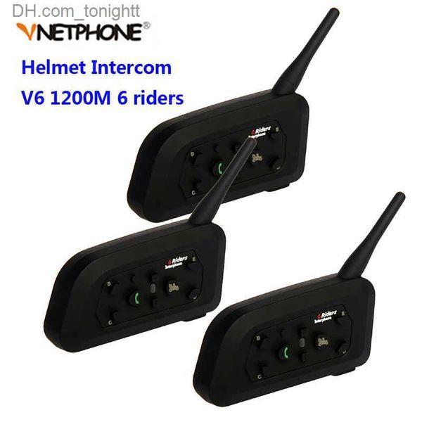 3 PCS Vnetphone V6 1200 M Moto Bluetooth Casque Interphone pour 6 Coureurs BT Sans Fil Moto Interphone Casques Écouteur Q230830