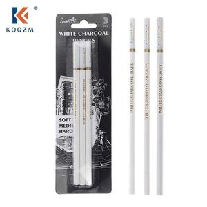 3pcs White Sketch Charcoal Pencils For Sketching Painting Drawing Standard Highlight Carbon Pens Art Craft Tools School Supplies