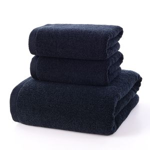 3 pièces en gros solide coton éponge noir ensemble de serviettes de haute qualité petit visage serviette et grand bain douche serviettes salle de bain ensemble