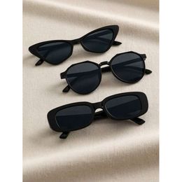 3pcs Femmes Géométrique Frame en plastique Y2K Street Style Lunes de mode pour les accessoires de plage quotidienne extérieurs