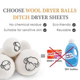3pcs Bola de secado de lana Antistático Bola Anti-Venida de Wool Bola de secado de lana Piezas de lavadora reutilizables 6 cm