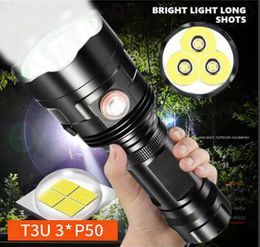 3 pièces XHP90 lampe de poche LED Super puissante XHP50 torche tactique USB Rechargeable Linterna lampe étanche lanterne Ultra lumineuse 30W3850324