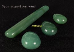 3 pièces Yoni oeuf 1 pièces 11cm baguette de Massage en cristal vert Aventurine oeufs de Jade baguette Yoni pour les femmes Kegel balle vaginale exercice 9629887