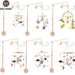 3pcset bébé lit en bois support de cloche mobile suspension hochet de jouet berceau berceau en bois bras 240322