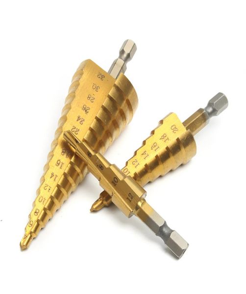 3pcset à grande étape cône de cône hexadées en revêtement en métal revêtement en métal Ensemble d'outils HSS Drill Bit en acier Cutter 4122032MM4036230