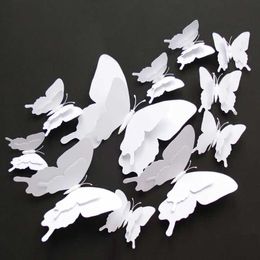 Aimants 3PCSFridge 12pcs / Set 3D 3D Double couche Pterosaur Putterfly Wall Sticker Home Decoration For Wedding