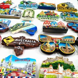 3pcsfridge Magnets Country koelkast magneet Souvenir Australië Brisbane België Brugge Brussel Spanje Italië Toeristische souvenirhars ornament