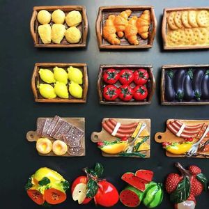 3 -stcsfridge magneten Europees Delicatessen Koelkast Magneet Fruit Baking Food Chocolade Paella Magnectische sticker Keuken Vries voor vriezer Deur Decoratieve artikelen