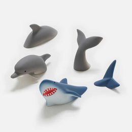 Aimants 3PCSFridge Marine Shark Fridge Magnet Dolphin Dolphin 3D Stéréo Resin Creative Creation