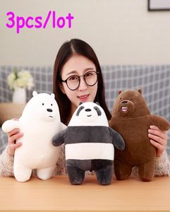 3pcslot 30 cm Kawaii We Bare Bears Knuffel Cartoon Beer Gevulde Grizzly Grijze Witte Beer Panda Pop Kinderen Liefde Verjaardagscadeau LA0287524975