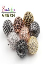 3 unidslot Cz Spacer Bead redondo 5 mm 6 mm 8 mm 10 mm 12 mm Latón Micro Pave Cubic Zirconia Beads para joyería que hace encantos de bricolaje JlliBJ1500542