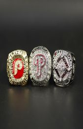 3pcsset 1980 2008 2009 Filadelfia P H I L L I E S Béisbol Campeonato Mundial Ring Man Moda Aley Sports Jewelry7892814