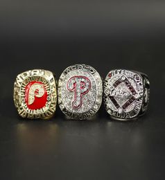 3PCSSet 1980 2008 2009 Philadelphia P H I L L I E S Baseball Wereldkampioenschap Ring Man Fashion Alloy Sports Jewelry3763901