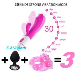 3pcsset 30 espacios de silicona recargable clítoris para adultos clítoral clítoris sexo juguete g spot dual motor de conejo vibrador para mujeres 240403