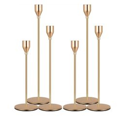 3PCSset Style Chinese Metal Boldlerse Bolllers Simple Golden Weddin Decoration Bar Party Living Room Decor Home Candlestick 240506