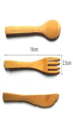 3PCSSET SECTRIPAGNÉE ECOPRIPALE Japonais Portable Portable 16 CM Set Bamboo Dingeware Set Couteau à Dîner Table Cutlery Cutlery pour Chi2207490