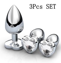 3pcSset Crystal Crystal Anal Plug Grand moyen et petit Plux de bout en acier inoxydable Stimulateur anal masseur de la prostate SEXE TO9947743