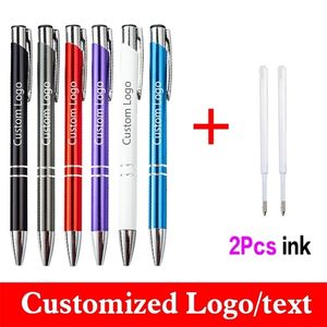 3pcsset métal stylo à bille entreprise publicité cadeau stylo obtenir 2 encre personnalisé étudiant créatif prix gravure en gros 220704