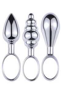 3pcsSet Mini bouchons anaux en métal avec anneau de doigt extenseur d'anus jouets sexuels anaux pour débutant plug anal vaginal masseur de prostate X04017106288