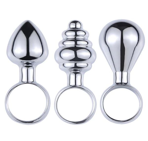 3pcsset mini tapones anal metálicos con anillo de dedo Anus expandor de sexo anal Toyes para principiantes para principiantes Massorgentes de próstata X04013152756