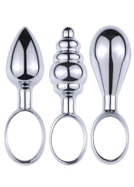 3pcsset mini tapones anal de metal con anillo de dedo Anus expandor de sexo anal Toyos para principiantes para principiantes Massorgentes de próstata X04013126064