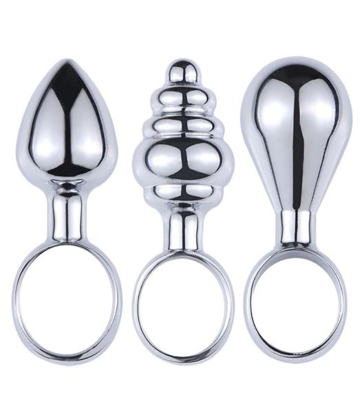 3pcsset mini tapones anal metálicos con anillo de dedo Anus expandor de sexo anal Toyos para principiantes para principiantes Massorgentes de próstata X04013051029