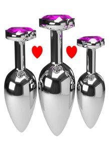 3pcSset Multicolor Smooth Massager Perles anales Crystal Jewelry Heart Butt Stimulateur Femmes Sex Toys Dildo Metal Anal Plug273S6013917