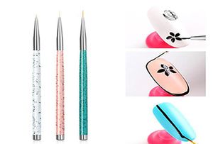 3PCSSet Nail Art Liner Painting Pen 3D Tips DIY Acryl UV -gelborstels Tekening Kit Bloemlijn Grid Franse ontwerper Manicure Tool7304524
