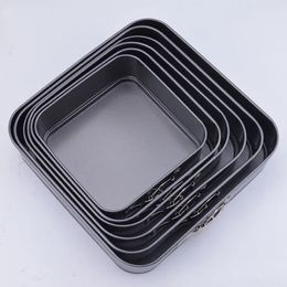 3pcsset Anti-aanbak Metalen Bakvorm Vierkante Taartvorm Bakvormen Verwijderbare Bodem Keuken Accessoires Koolstofstaal Taarten Mallen 240226