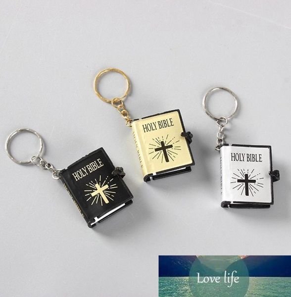 3pcsset religioso cristiano Jesús Key Ring Mini Delicado Santa Biblia Libro Keychain Decoración Claus para hombres Keys de mujeres Holder1935202