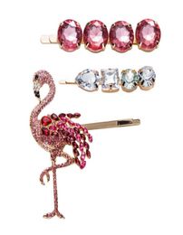 3pcsset Strass Kristal Flamingo Haar Clip Vrouwen Flamingo Haarspeldjes Cadeau voor Liefde Vriendin Mode Haaraccessoires4685520