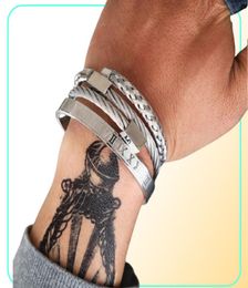 3PCSSet Romeinse numerale heren armbanden roestvrijstalen touwgespanning open punkbanden goud pulseira bileklik armband sieraden9120171