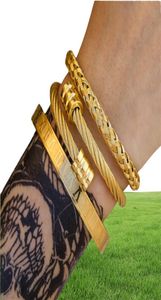 3PCSSet Romeinse numerale heren Bracebanden roestvrij stalen henneptouw Open Bangles Gold Pulseira Bileklik Bracelet Jewelry7801273