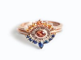 3PCSSet Rose Gold vergulde kleurrijke steentjes Crystal Overlay Band Ring For Women Girls Fashion Jewelry Gift Us Size 6103892397