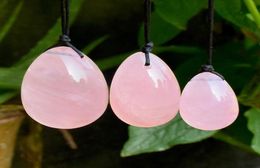 3PCSSet Rose Quartz Crystal Eggs Rope Yoni Healing Eieren Massage Tool Bekken Kegel Oefening Vaginale aanscherping Ball voor gezondheid CAR9038086